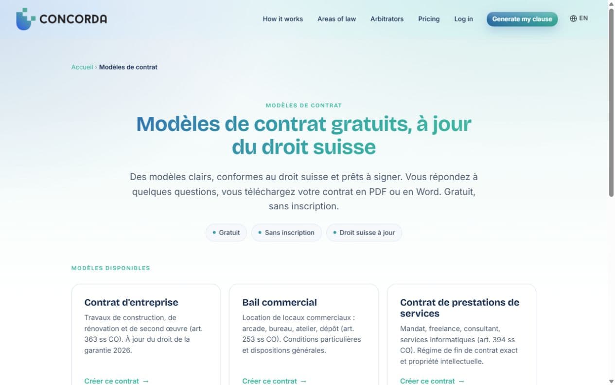 Concorda website preview