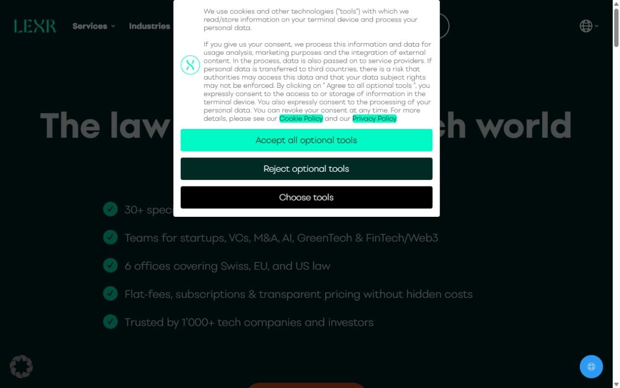 LEXR website preview